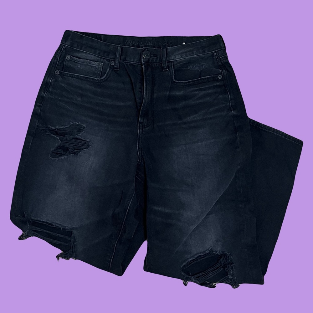 American Eagle boyfriend mom high waisted ripped black jeans